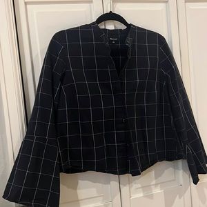 Madewell windowpane crop button down with flair sleeves